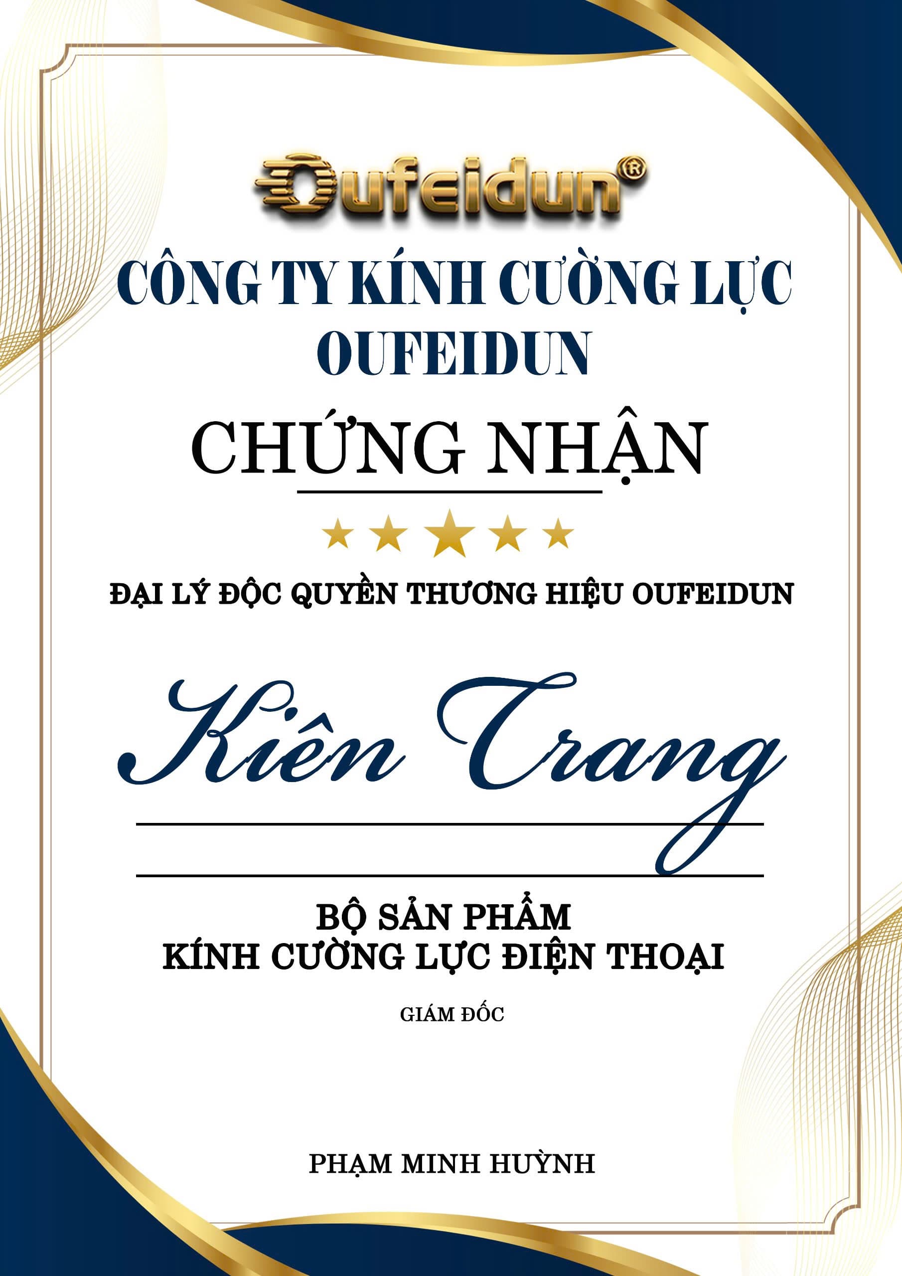 Chứng nhận đại lý Kiên Trang